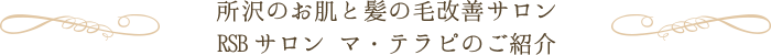 所沢のお肌と髪の毛改善サロン RSBサロン マ・テラピのご紹介
