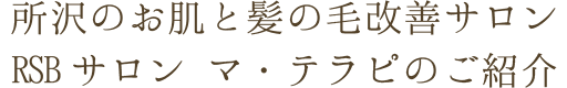 所沢のお肌と髪の毛改善サロン RSBサロン マ・テラピのご紹介